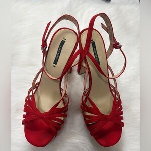 Zara Red Strappy Slingback Heels